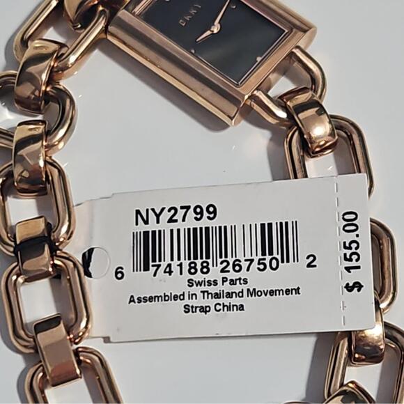 DKNY Watch Womens Rectangular Stainless Steel Gold Tone New w tags  retails $155